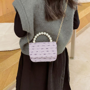 Nouveau sac pour enfants en laine, style princesse, motif pois, mignon et enfantin, avec perles, portable, léger, sac à dos nu DIY - Product Image 4