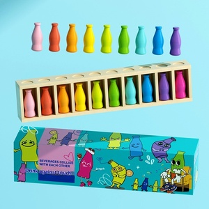 Enfants en bois coloriage jouets pensée logique mémoire formation éducation précoce <span class=keywords><strong>jeu</strong></span> paire tissu <span class=keywords><strong>bouteille</strong></span> boisson pour enfants garçons filles - Product Image 2