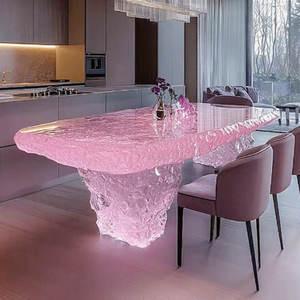 R046 <span class=keywords><strong>Table</strong></span> d'appoint minimaliste transparente en acrylique Mobilier design <span class=keywords><strong>scandinave</strong></span> <span class=keywords><strong>Table</strong></span> de <span class=keywords><strong>cocktail</strong></span> futuriste en résine éclairée par LED - Product Image 6