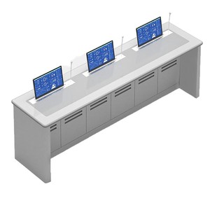 Console de contrôle intelligente sans papier 300015A, table de conférence en MDF gris clair avec écran d'affichage pour salle de réunion et bureau - Product Image 1