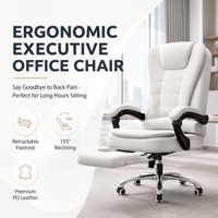 Chaise de bureau en cuir, chaise de jeu avec massage USB, coussin lombaire et repose-pieds, vente en gros, logo personnalisé, certifiée BIFMA, OEM