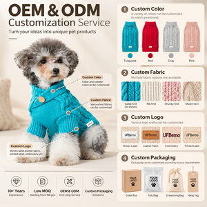Wholesale Turtleneck Cable Knit <b>Dog</b> Sweater with <b>Button</b> Detail Warm Winter Pet Pullover Custom Logo - Product Image 3