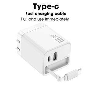 <span class=keywords><strong>Chargeur</strong></span> GaN 65W A+C multi-ports avec câble PD rétractable intégré, <span class=keywords><strong>chargeur</strong></span> rapide <span class=keywords><strong>3</strong></span>-en-1 PD65W pour <span class=keywords><strong>iPhone</strong></span>, Samsung, iPad - Product Image 5