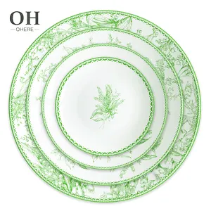 Italian style premium bone china porcelain dinnerware set charger plate dishes decoration vajilla for party and wedding
