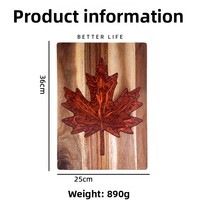 Houten snijplank op maat gemaakt, palissanderhouten snijplank met esdoornblad design, dubbelzijdig, draagbaar, geschikt voor fruit.
