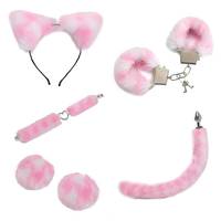 5 pièces retenue BDSM ensemble arc-en-ciel cou collier mamelon poitrine marguerite épingle à cheveux menottes Anal jouet godemichet Anal Bondage Gear pour sexe adulte