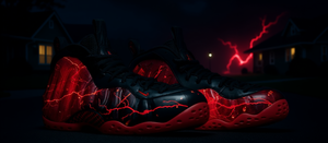Stranger Things Air Foamposite One Premium QS Black Bright Crimson Chaussures de basket-ball unisexes en maille d'été, caoutchouc synthétique EVA - Product Image 2