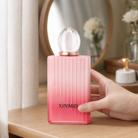 Flacon de parfum en verre rectangulaire de 100 ml, dégradé rose, givré, conteneur cosmétique, emballage décoratif