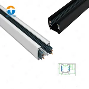 Extruded Aluminum 1M 1.5M 2M 3M Four Wire Three Phase Track Rail For Shop Ceiling Lighting Track System