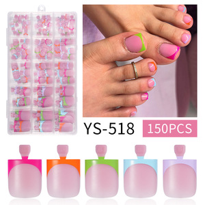 150 faux ongles de pieds à presser, style French Manucure, rose nude, carrés, réutilisables, en PMMA, pour pédicure et <span class=keywords><strong>nail</strong></span> <span class=keywords><strong>art</strong></span> - Product Image 2