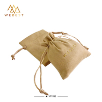 Pochette à bijoux Webest Khaki, logo personnalisé en feuille d'or, petit sac à cordon en tissu