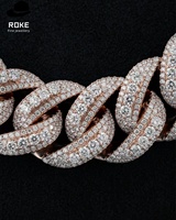 Chaîne cubaine Icy Miami de 23 mm |   Or/Platine 9K-18K |   Diamant de laboratoire pavé à double rangée |   Bijoux Hip Hop certifiés IGI