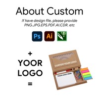 Boîte de notes autocollantes personnalisées en papier kraft avec logo, ensemble de papeterie pour étudiants, notes autocollantes avec stylo, pince à papier, règle, bloc-notes promotionnel