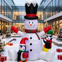 Décorations gonflables de Noël personnalisées en gros, ensemble de deux pingouins et bonhommes de neige de 1,75 mètre, ornements décoratifs d'extérieur