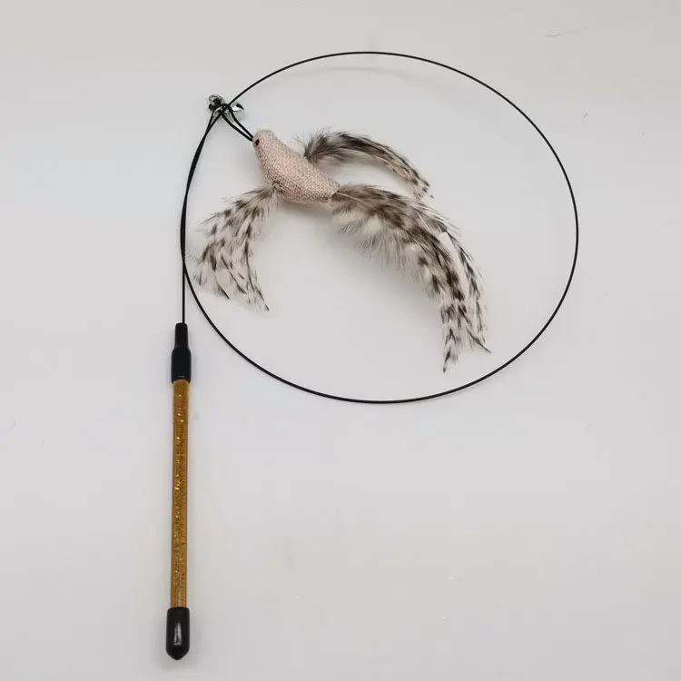 2022 New design feather toy steel wire feather replacement head cat teaser cat toy pet toy