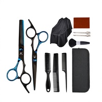 Ciseaux de coiffure professionnels pour salon, ciseaux de barbier, ensemble de coiffure, kit d'outils de coupe de cheveux en acier inoxydable pour barbier