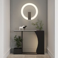 Console de couloir ultra-étroite moderne en fer forgé, style luxe léger, avec plateau en marbre créatif, support à fleurs haut de gamme pour salon et entrée