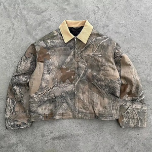 Custom Wholesale Streetwear Casual Camoflouge Tracksuit Men Carpenter Cargo Pants and Zipper Reals Tree <b>Camo</b> <b>Jacket</b> Set - Product Image 2