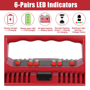 Cargador de Batería Rápido de 6 Puertos y 18 V, Reemplazo para Milwaukee 48-59-1806, Compatible con M18 14.4V-18V, Carga Simultánea de 6 Baterías - Product Image 3