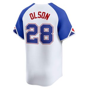เสื้อบาสเก็ตบอลลายปักแอตแลนต้าเสื้อเบสบอลสีขาว #28 Matt olson #13 Ronald acuna jrons #10ชุดเบสบอล - Product Image 4
