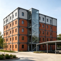 Immeuble d'appartements moderne à double étage en structure acier avec mezzanine, escalier, plan personnalisé, clé en main intégrée