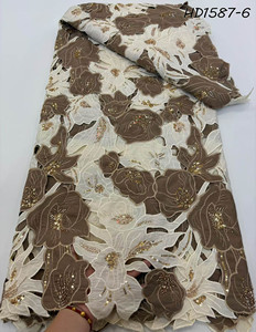 Telas de lujo con cuentas hechas a mano para vestido de novia, <span class=keywords><strong>tela</strong></span> de encaje bordado con lentejuelas - Product Image 6