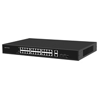 Commutateur PoE 4COVR 400W sans ventilateur, 24 ports, 802.3af/at, Full Gigabit, 2*1Gbps Uplink, VLAN, pour système de caméra de sécurité PoE