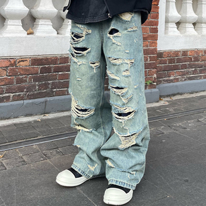 الرجال تخصيص الجينز الجينز الرجال ضئيلة تناسب خمر الجينز السراويل الطويلة الجينز المتعثرة السراويل الجينز - Product Image 6