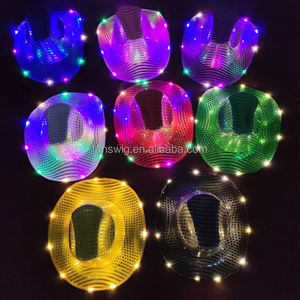 Sombrero de Lentejuelas Brillantes para el Día de San Patricio, Sombrero Vaquero Occidental con Luz Verde, Recuerdo para Fiestas y Eventos - Product Image 4