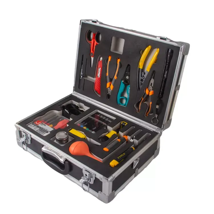 APT FTTH handheld fiber optic tool kit box optical fiber cleaver VFL Termination toolkit OEM factory price