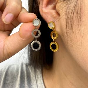 ต่างหูแบบห้อย สแตนเลสสตีล 304/316L ชุบทอง 18k ประดับเพชรซิคอน กันน้ำ ไม่เป็นสนิม ขายส่ง สำหรับทุกเพศ - Product Image 6