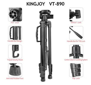 KINGJOY ขาตั้งกล้องแบบขาเดียว2-In-1,ขาตั้งกล้องอะลูมิเนียมแบบพับได้น้ำหนักเบา72นิ้ว4ส่วนแปลงเป็นโมโนพอด
