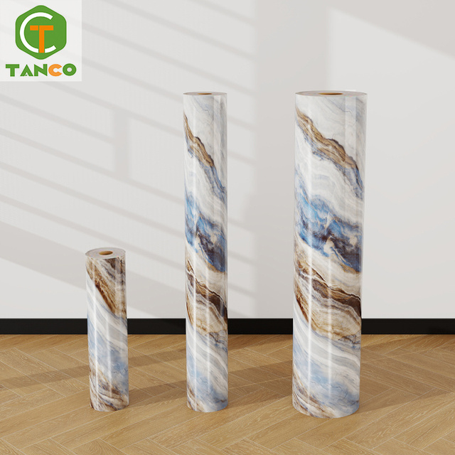 Popular 2025 Modern ECO-Friendly PVC PE Foam Waterproof Peel Stick Adhesive Films Vinyl Bathroom Marble Wallpapers