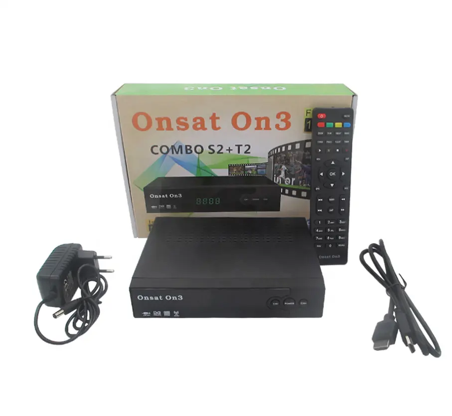 1080P full HD ONSAT ON3 Combo dvb-t2 dvb-s2 Récepteur Satellite H.264 PowerVu Biss Key Ccam Newam Youtube USB Wifi