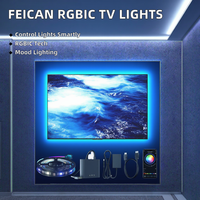 Светодиодная подсветка Feican RGBIC для телевизоров: умные ленты с технологией Free Immersion и RGBIC, комплект с синхронизирующим блоком для дропшиппинга