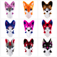 Masque de tête en fourrure synthétique fait main, adorable costume de chat ou de renard, couleur personnalisée pour adultes, unisexe, Halloween, cosplay, jeu SM