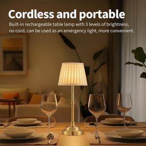 Rechargeable Cordless <strong>Table</strong> <strong>Lamp</strong> Touch Control Dimmer Led Desk Light Metal Night Lights with Fabric <strong>Lamp</strong> <strong>Shade</strong> <strong>for</strong> Dinning Room - Product Image 4
