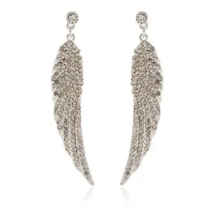 Jewelry Women's Crystal Guardian Angel Wings Dangle Earrings Jewelry