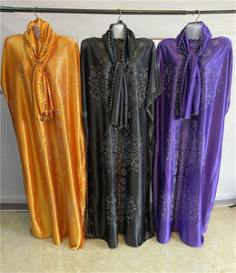 Kaftan africano tradicional para mujer, vestido Kanga de seda satinada Maxi Abaya de talla grande, ropa de fiesta informal para otoño, cintura Natural - Product Image 4