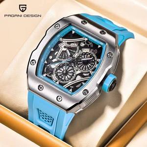 Reloj de Lujo para Hombre PINTIME 8133 Tonneau, Nuevo Movimiento de Cuarzo, Diseño Tourbillon Hueco, Silicona, Acero Inoxidable, Cristal Personalizable - Product Image 1