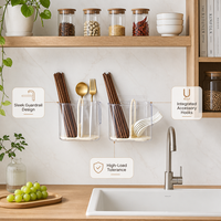 Support mural portable en plastique pour baguettes avec égouttoir, idéal pour la cuisine et la maison