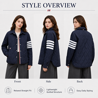 Veste matelassée légère pour femme en duvet de canard blanc 90% TB, col chemise, manteau d'hiver, vêtement d'extérieur avec fermeture à boutons-pression pour la vente en gros