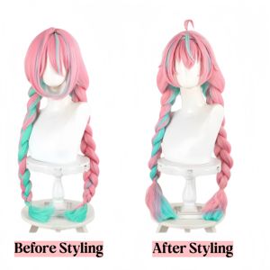 <span class=keywords><strong>Peluca</strong></span> Sintética Varesa Cosplay Más Vendida, 98 cm de Largo, Pre-Tejida, Rosa-Verde, con Trenzas Dobles, para Disfraces de Halloween, Fiestas, Anime y Videojuegos - Product Image 5