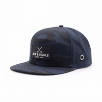Casquette de sport personnalisée pour le golf, la course et les activités de plein air, 7 panneaux, camouflage, perforations laser, séchage rapide, respirante, visière plate, patch en caoutchouc, fermeture snapback
