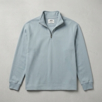Nouveau Pull Décontracté Sportif Homme Automne Col Montant Zippé en Coton Éponge Brodé 100% Coton Respirant Coupe Ample
