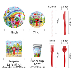 Assiettes et gobelets de fête d'anniversaire sur le thème de l'animation de dessins animés, fournitures de fête pour les anniversaires d'enfants - Product Image 3