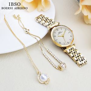 Ensemble de montres tendance pour femmes, sport, alliage, quartz, trois pièces, avec bracelet en acier inoxydable et collier, étanche 3BAR - Product Image 3