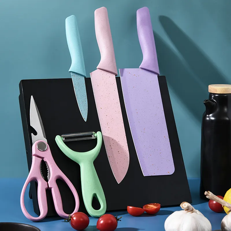 Renkli serisi 5 adet mutfak bıçağı seti paslanmaz çelik şef bıçağı 3 adet mutfak bıçağı seti hediye kutusu ile