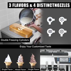 Machine à glace molle <span class=keywords><strong>SKL</strong></span>-S20B neuve en acier inoxydable 4,3 L à 3 saveurs avec moteur pour utilisation sur table - Product Image 4