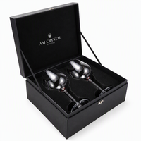 Boîte de luxe pour verres à vin et à bière en cristal, rigide, à charnières, avec mousse protectrice, matériaux recyclés, conforme PPWR, emballage durable